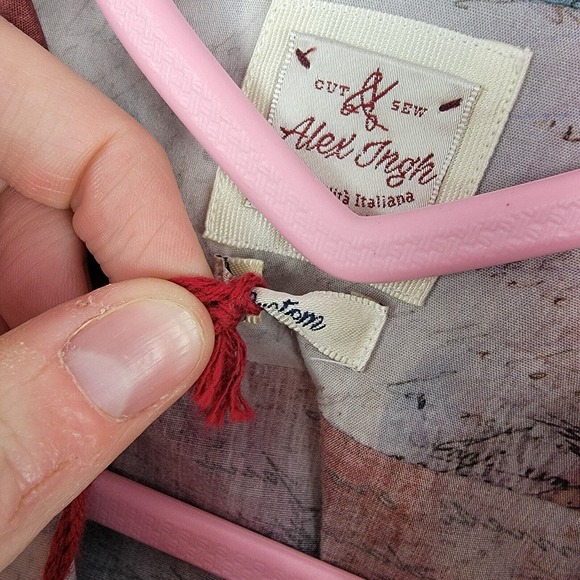 Alex Ingh Shirt Men 15 Watercolor Parchment Button Up Long Sleeve Made In Italy - Picture 10 of 11